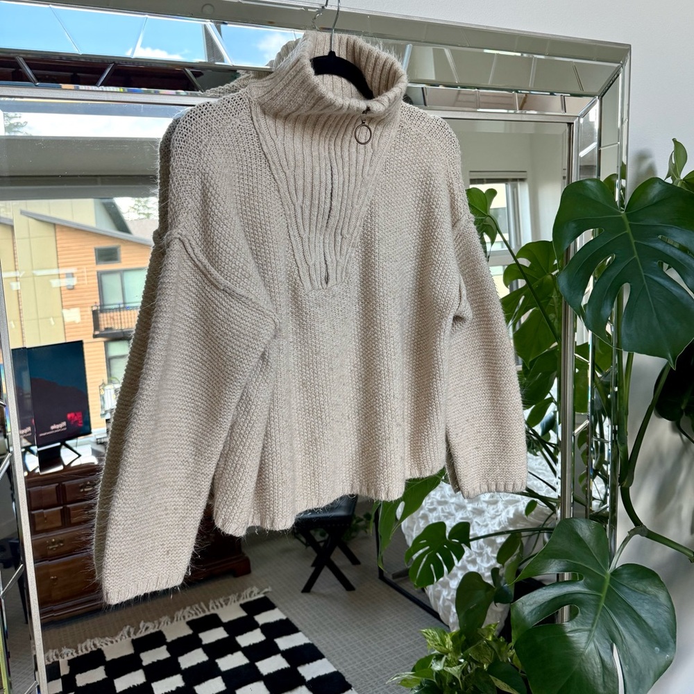 Universal Thread 1/4 Zip Cream Sweater - Picture 3 of 9